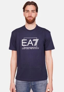Montavia Avventura Negozio 9 EA7 Emporio Armani Logo Quadrato Ea7T-Shirt Con StampaBlue Uomo Abbigliamento EA742D02P-K11